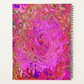 Hot-roze gemarmerde kleuren Abstract Retro Swirl Planner (Achterkant)