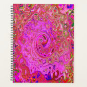 Hot-roze gemarmerde kleuren Abstract Retro Swirl Planner (Voorkant)