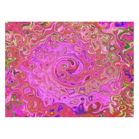 Hot-roze gemarmerde kleuren Abstract Retro Swirl Tafelkleed (Voorkant (Horizontaal))