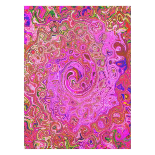 Hot-roze gemarmerde kleuren Abstract Retro Swirl Tafelkleed (Voorkant)