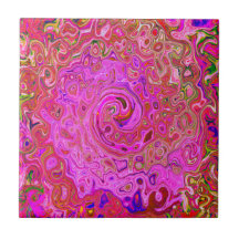 Hot-roze gemarmerde kleuren Abstract Retro Swirl