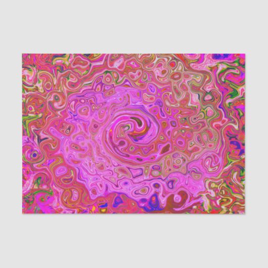 Hot-roze gemarmerde kleuren Abstract Retro Swirl Tissuepapier (Voorkant)