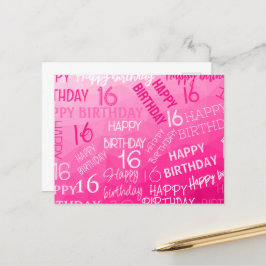 Hot-roze Geometric Mesh Pattern verjaardag op elke Briefkaart