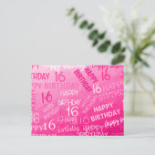 Hot-roze Geometric Mesh Pattern verjaardag op elke Briefkaart (Staand voorkant)