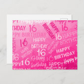 Hot-roze Geometric Mesh Pattern verjaardag op elke Briefkaart (Voorkant / Achterkant)