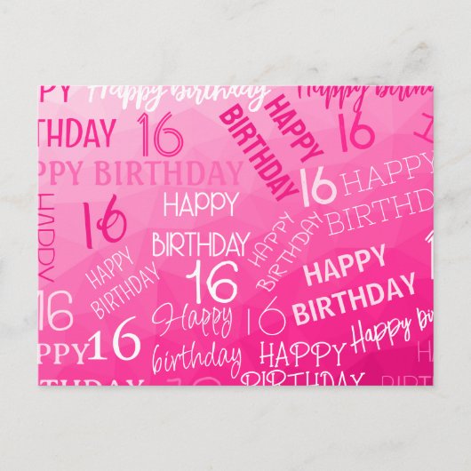 Hot-roze Geometric Mesh Pattern verjaardag op elke Briefkaart (Voorkant)