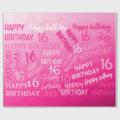 Hot-roze Geometric Mesh Pattern verjaardag op elke Cadeaupapier (Vlak)