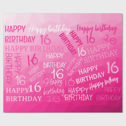 Hot-roze Geometric Mesh Pattern verjaardag op elke Cadeaupapier (Vlak)