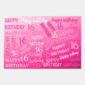 Hot-roze Geometric Mesh Pattern verjaardag op elke Inpakpapier Vel (Voorkant 3)