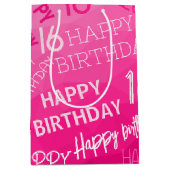 Hot-roze Geometric Mesh Pattern verjaardag op elke Medium Cadeauzakje (Voorkant)