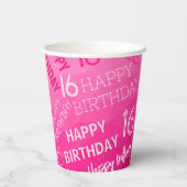 Hot-roze Geometric Mesh Pattern verjaardag op elke Papieren Bekers (Achterkant)