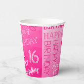 Hot-roze Geometric Mesh Pattern verjaardag op elke Papieren Bekers (Rechts)