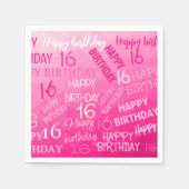 Hot-roze Geometric Mesh Pattern verjaardag op elke Servet (Voorkant)