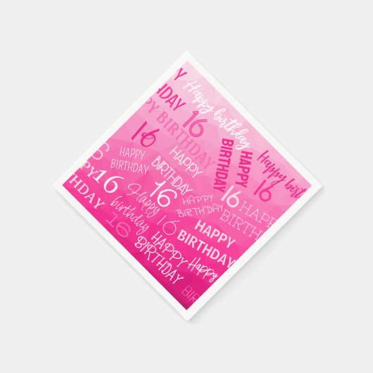 Hot-roze Geometric Mesh Pattern verjaardag op elke Servet (Hoek)