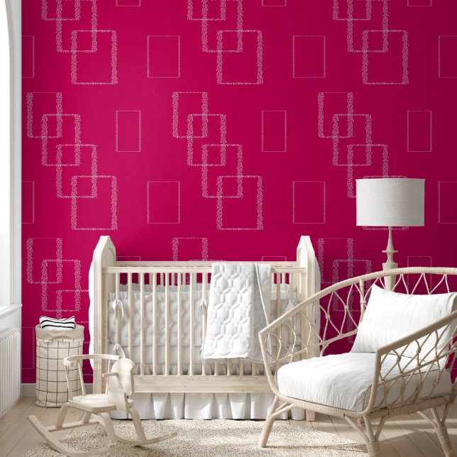 Hot Roze Geometrisch Vierkant Ontwerp met Speckled Behang (Kinderen)