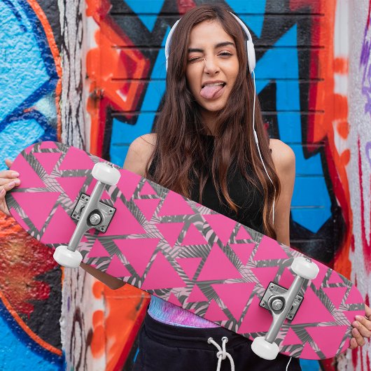Hot-Roze Geometrische tropische koel Patroon Persoonlijk Skateboard