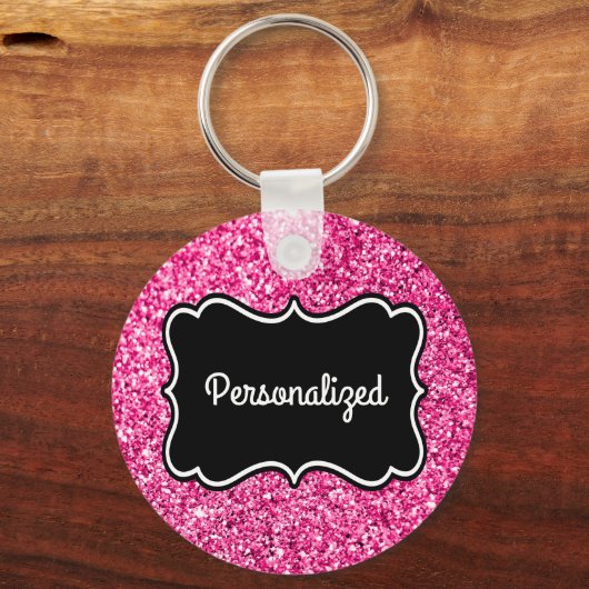 Hot-roze gepersonaliseerd Lijst Sleutelhanger (Voorkant)