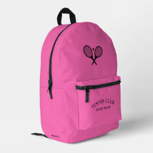 Hot roze gepersonaliseerde tennisclub racket bedrukte rugzak