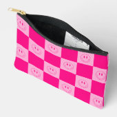 Hot roze geruit & groovy gelukkig glimlach etui (Open)