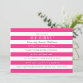 Hot Roze Gestreepte Bachelorette Party Uitnodiging (Staand voorkant)