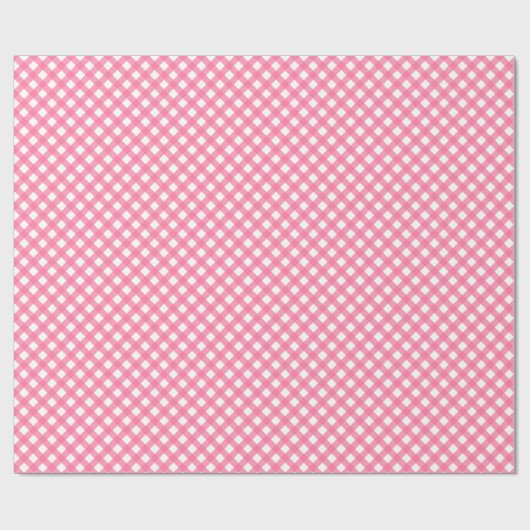 Hot-Roze Gingham-afdrukpapier met glanzende wand Cadeaupapier (Vlak)
