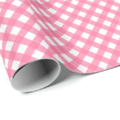 Hot-Roze Gingham-afdrukpapier met glanzende wand Cadeaupapier (Rol Hoek)