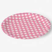 Hot-roze Gingham Paper-Borden Papieren Bordje (Gekanteld)