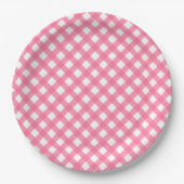 Hot-roze Gingham Paper-Borden Papieren Bordje (Voorkant)