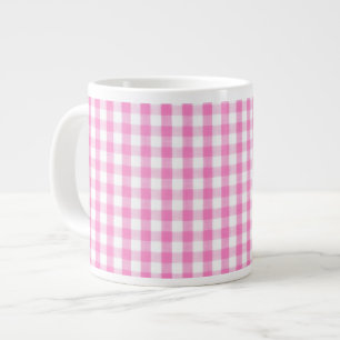 Hot-roze Gingham-patroon Grote Koffiekop