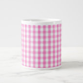 Hot-roze Gingham-patroon Grote Koffiekop (Voorkant)