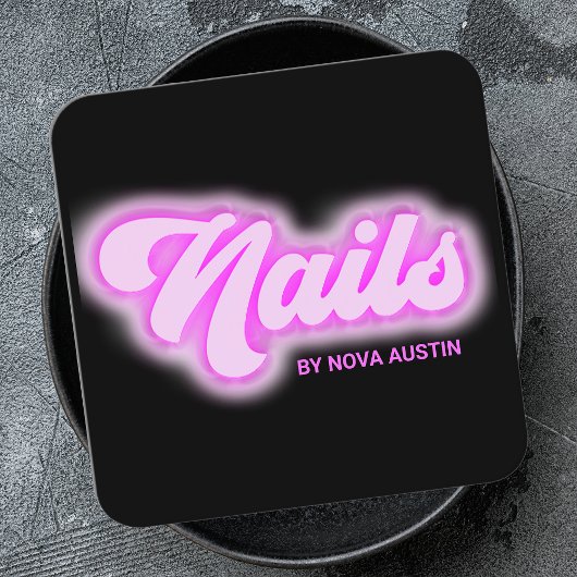 Hot Roze Glam Beauty Salon Nail Tech QR-code Vierkante Visitekaartje