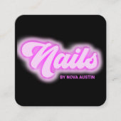 Hot Roze Glam Beauty Salon Nail Tech QR-code Vierkante Visitekaartje (Voorkant)