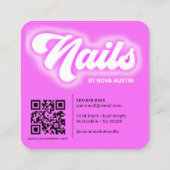 Hot Roze Glam Beauty Salon Nail Tech QR-code Vierkante Visitekaartje (Achterkant)