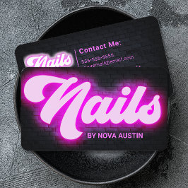 Hot Roze Glam Beauty Salon Nail Tech QR-code Visitekaartje