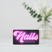 Hot Roze Glam Beauty Salon Nail Tech QR-code Visitekaartje (Staand voorkant)