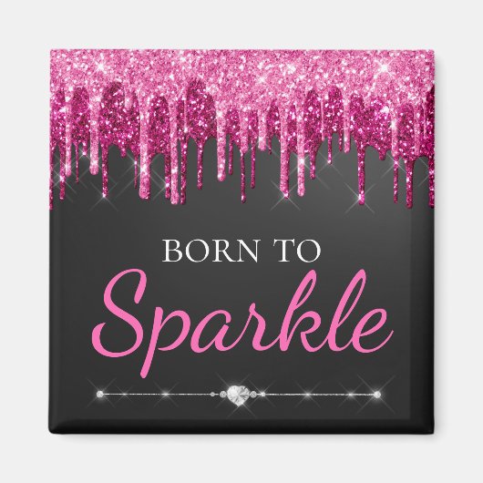 Hot-roze glam-droogstrooisel voor spaarpels magneet (Voorkant)