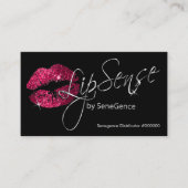 Hot-roze glazen lips en zilver visitekaartje (Voorkant)
