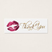 Hot-roze glazen lips - Hartelijk dank - Wit Mini Visitekaartjes (Voorkant)