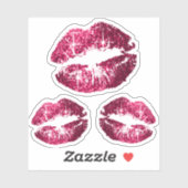 Hot-roze glazen lips - Kus-Cut Sticker (Vel)