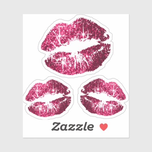 Hot-roze glazen lips - Kus-Cut Sticker (Vel)