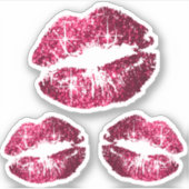 Hot-roze glazen lips - Kus-Cut Sticker (Voorkant)
