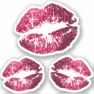 Hot-roze glazen lips - Kus-Cut Sticker