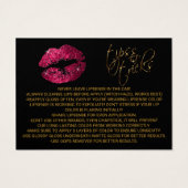 Hot-roze glazen lips 💋 toepassingsinstructies visitekaartjes (Achterkant)
