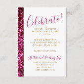 Hot-roze glazen stripe moderne Mitzvah-ontvangst Informatiekaartje (Voorkant)