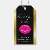 Hot-roze glimp op zwart cadeaulabel (Voorkant)