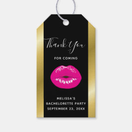 Hot-roze glimp op zwart cadeaulabel