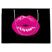 Hot-roze glimp op zwart groot cadeauzakje (Voorkant)