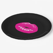 Hot-roze glimp op zwart papieren bordje (Gekanteld)