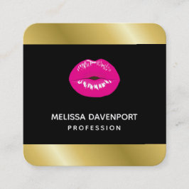Hot-roze glimp op zwart vierkante visitekaartje
