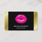 Hot-roze glimp op zwart visitekaartje (Voorkant)